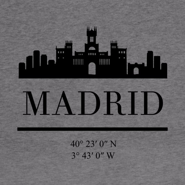 MADRID SPAIN BLACK SILHOUETTE SKYLINE ART by deificusArt